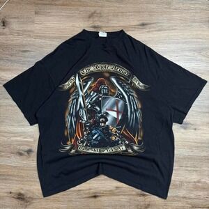 Black 90s retro style black ink grunge y2k graphic tee‎